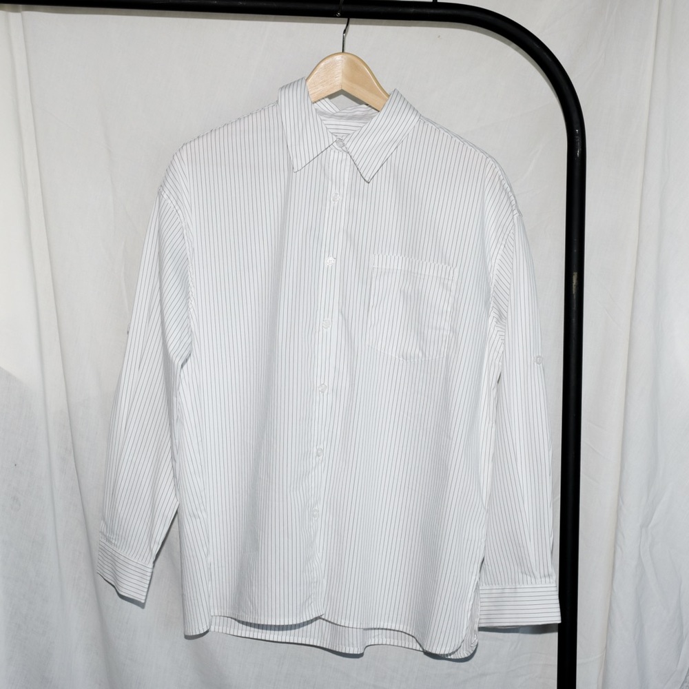 Classic White Striped Striped Dress Shirt
